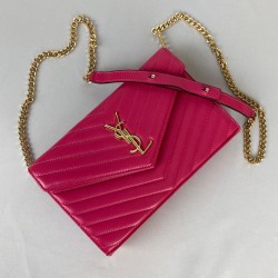 YVES SAİNT LAURENT QUİLTED SHOULDER BAG HAKİKİ DERİ ÇANTA FUŞYA