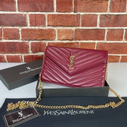 YVES SAİNT LAURENT QUİLTED SHOULDER BAG BORDO