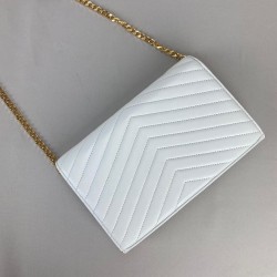 YVES SAİNT LAURENT QUİLTED SHOULDER BAG HAKİKİ DERİ ÇANTA BEYAZ