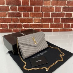 YVES SAİNT LAURENT QUİLTED SHOULDER BAG GRİ