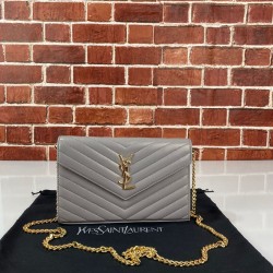 YVES SAİNT LAURENT QUİLTED SHOULDER BAG GRİ