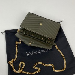 YVES SAİNT LAURENT QUİLTED SHOULDER BAG HAKİ YEŞİL