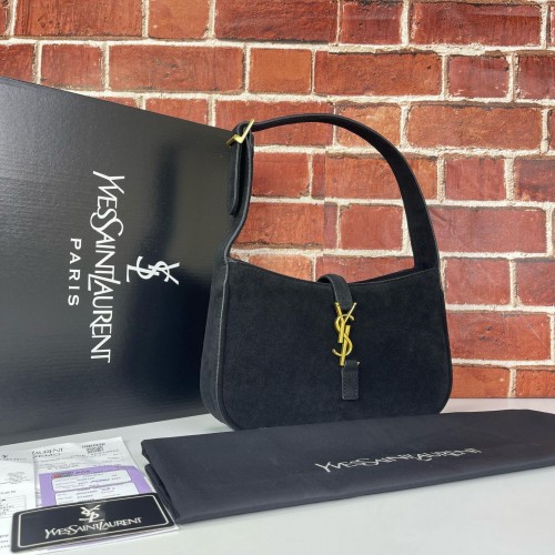 YVES SAİNT LAURENT LE 5 A 7 HOBO BAG SÜET DERİ %100 HAKİKİ DERİ BAYAN ÇANTA SİYAH 