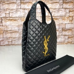 YVES SAİNT LAURENT (YSL) ICARE MAXİ SHOPPİNG BAG %100 HAKİKİ DERİ BAYAN ÇANTA SİYAH