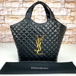 YVES SAİNT LAURENT (YSL) ICARE MAXİ SHOPPİNG BAG %100 HAKİKİ DERİ BAYAN ÇANTA SİYAH