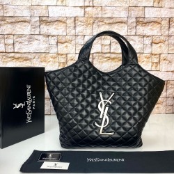 YVES SAİNT LAURENT (YSL) ICARE MAXİ SHOPPİNG BAG %100 HAKİKİ DERİ BAYAN ÇANTA SİYAH