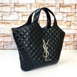 YVES SAİNT LAURENT (YSL) ICARE MAXİ SHOPPİNG BAG %100 HAKİKİ DERİ BAYAN ÇANTA SİYAH