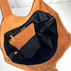 YVES SAİNT LAURENT (YSL) ICARE MAXİ SHOPPİNG BAG %100 HAKİKİ SÜRT DERİ BAYAN ÇANTA KİREMİT