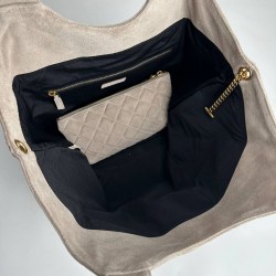 YVES SAİNT LAURENT (YSL) ICARE MAXİ SHOPPİNG BAG %100 HAKİKİ SÜRT DERİ BAYAN ÇANTA KUM BEJİ