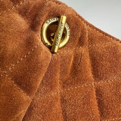YVES SAİNT LAURENT (YSL) ICARE MAXİ SHOPPİNG BAG %100 HAKİKİ SÜRT DERİ BAYAN ÇANTA KİREMİT