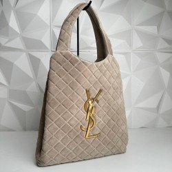 YVES SAİNT LAURENT (YSL) ICARE MAXİ SHOPPİNG BAG %100 HAKİKİ SÜRT DERİ BAYAN ÇANTA KUM BEJİ