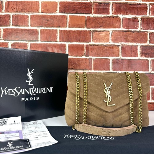 YVES SAİNT LAURENT (YSL) LOULOU SMALL %100 HAKİKİ SÜET DERİ KUM BEJİ