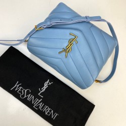 YVES SAİNT LAURENT(YSL) LOULOU TOY BAG Y-QUİLTED HAKİKİ DERİ ÇANTA BEBE MAVİSİ