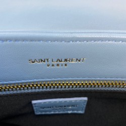 YVES SAİNT LAURENT(YSL) LOULOU TOY BAG Y-QUİLTED HAKİKİ DERİ ÇANTA BEBE MAVİSİ