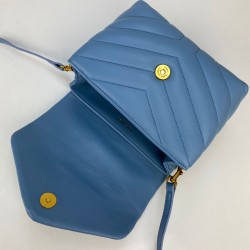 YVES SAİNT LAURENT(YSL) LOULOU TOY BAG Y-QUİLTED HAKİKİ DERİ ÇANTA BEBE MAVİSİ