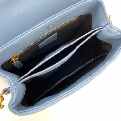 YVES SAİNT LAURENT(YSL) LOULOU TOY BAG Y-QUİLTED HAKİKİ DERİ ÇANTA BEBE MAVİSİ