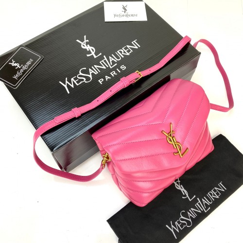 YVES SAİNT LAURENT(YSL) LOULOU TOY BAG Y-QUİLTED HAKİKİ DERİ ÇANTA FUŞYA