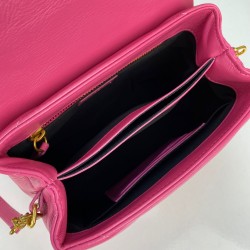 YVES SAİNT LAURENT(YSL) LOULOU TOY BAG Y-QUİLTED HAKİKİ DERİ ÇANTA FUŞYA