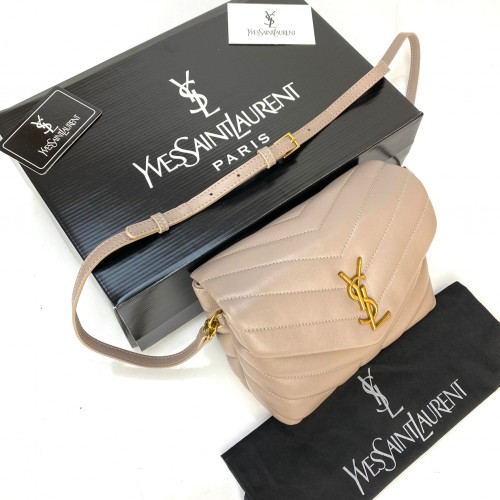 YVES SAİNT LAURENT(YSL) LOULOU TOY BAG Y-QUİLTED HAKİKİ DERİ ÇANTA VİZON