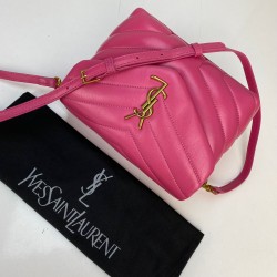 YVES SAİNT LAURENT(YSL) LOULOU TOY BAG Y-QUİLTED HAKİKİ DERİ ÇANTA FUŞYA
