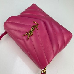 YVES SAİNT LAURENT(YSL) LOULOU TOY BAG Y-QUİLTED HAKİKİ DERİ ÇANTA FUŞYA