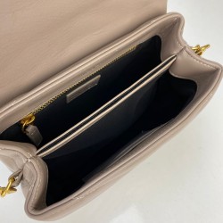 YVES SAİNT LAURENT(YSL) LOULOU TOY BAG Y-QUİLTED HAKİKİ DERİ ÇANTA VİZON