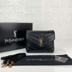 YVES SAİNT LAURENT(YSL) LOULOU TOY BAG Y-QUİLTED HAKİKİ DERİ ÇANTA SİYAH/GOLD RENK AKSESUAR