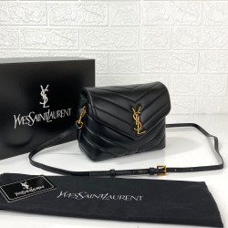 YVES SAİNT LAURENT(YSL) LOULOU TOY BAG Y-QUİLTED HAKİKİ DERİ ÇANTA SİYAH/GOLD RENK AKSESUAR
