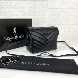 YVES SAİNT LAURENT(YSL) LOULOU TOY BAG Y-QUİLTED HAKİKİ DERİ ÇANTA SİYAH/SİYAH AKSESUAR