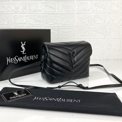 YVES SAİNT LAURENT(YSL) LOULOU TOY BAG Y-QUİLTED HAKİKİ DERİ ÇANTA SİYAH/SİYAH AKSESUAR