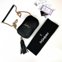YVES SAİNT LAURENT LOU MİNİ BAG %100 HAKİKİ DERİ POSTACI ÇANTA SİYAH GOLD TOKA