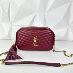 YVES SAİNT LAURENT LOU MİNİ BAG %100 HAKİKİ DERİ POSTACI ÇANTA BORDO