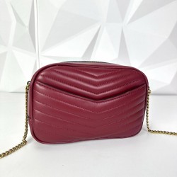 YVES SAİNT LAURENT LOU MİNİ BAG %100 HAKİKİ DERİ POSTACI ÇANTA BORDO