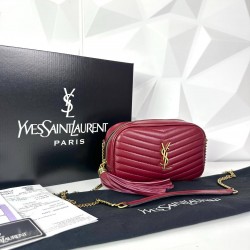 YVES SAİNT LAURENT LOU MİNİ BAG %100 HAKİKİ DERİ POSTACI ÇANTA BORDO