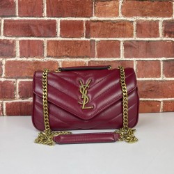 YVES SAİNT LAURENT (YSL) LOULOU NEW SMALL %100 HAKİKİ DERİ BAYAN ÇANTA BORDO