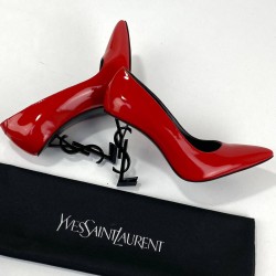 YVES SAİNT LAURENT OPYUM PUMPS HAKİKİ DERİ BAYAN STİLETTO AYAKKABI KIRMIZI/SİYAH