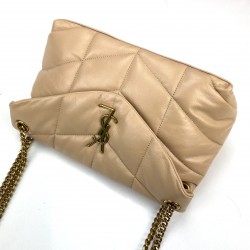 YVES SAİNT LAURENT PUFFER SMALL MONOGRAM BAG KREM