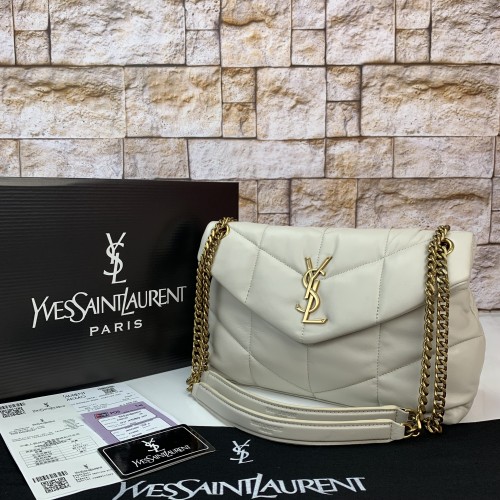 YVES SAİNT LAURENT PUFFER SMALL MONOGRAM BAG KIRIK BEYAZ