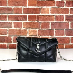 YVES SAİNT LAURENT PUFFER TOY BAG İN QUİLTED LAMBSKİN SİYAH NİKEL AKSESUARLI