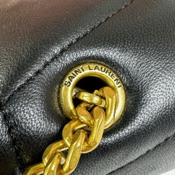 YVES SAİNT LAURENT PUFFER TOY BAG İN QUİLTED LAMBSKİN SİYAH ALTIN AKSESUARLI