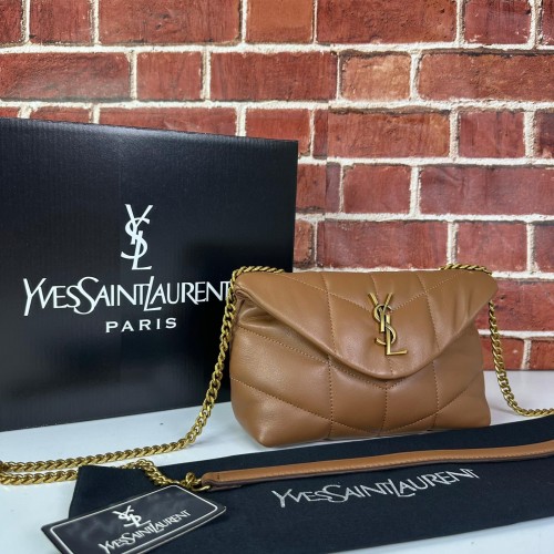 YVES SAİNT LAURENT PUFFER TOY BAG İN QUİLTED LAMBSKİN TABA