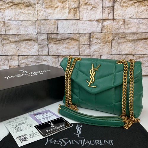YVES SAİNT LAURENT PUFFER TOY BAG İN QUİLTED LAMBSKİN YEŞİL