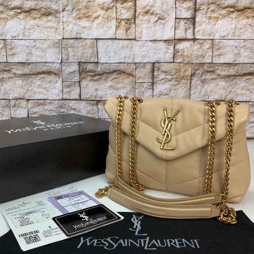 YVES SAİNT LAURENT PUFFER TOY BAG İN QUİLTED LAMBSKİN KREM