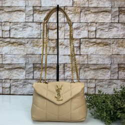 YVES SAİNT LAURENT PUFFER TOY BAG İN QUİLTED LAMBSKİN KREM