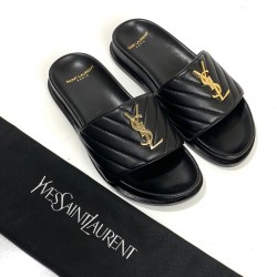 YVES SAİNT LAURENT QUİLTED SANDALS HAKİKİ DERİ BAYAN TERLİK SİYAH