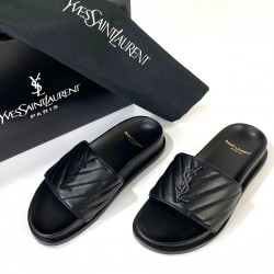 YVES SAİNT LAURENT QUİLTED SANDALS HAKİKİ DERİ BAYAN TERLİK SİYAH