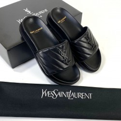 YVES SAİNT LAURENT QUİLTED SANDALS HAKİKİ DERİ BAYAN TERLİK SİYAH