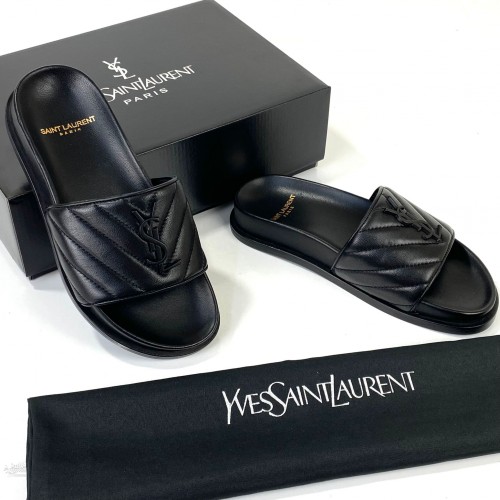 YVES SAİNT LAURENT QUİLTED SANDALS HAKİKİ DERİ BAYAN TERLİK SİYAH
