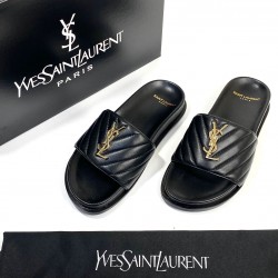 YVES SAİNT LAURENT QUİLTED SANDALS HAKİKİ DERİ BAYAN TERLİK SİYAH