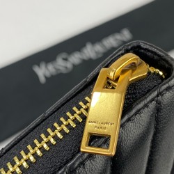 YVES SAİNT LAURENT ZİPPY WALLET HAKİKİ DERİ CÜZDAN SİYAH/NİKEL VE ALTIN AKSESUAR SEÇENEĞİ İLE 